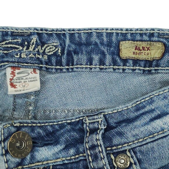 Silver Jeans Alex Bootcut Womens Size 33 Distressed Low Rise Med Wash Denim - Picture 3 of 15